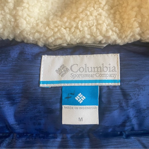 Columbia Winter Challenger 550 Down Vest Women M Sherpa Hooded Full Zip Puffer - Picture 9 of 16